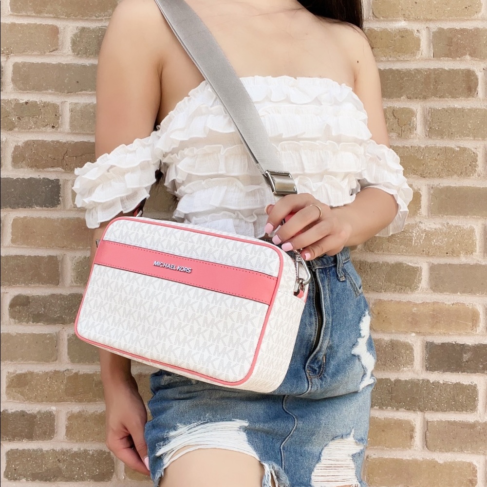 Michael Kors Large Crossbody white MK Pink - Picture 2 of 3